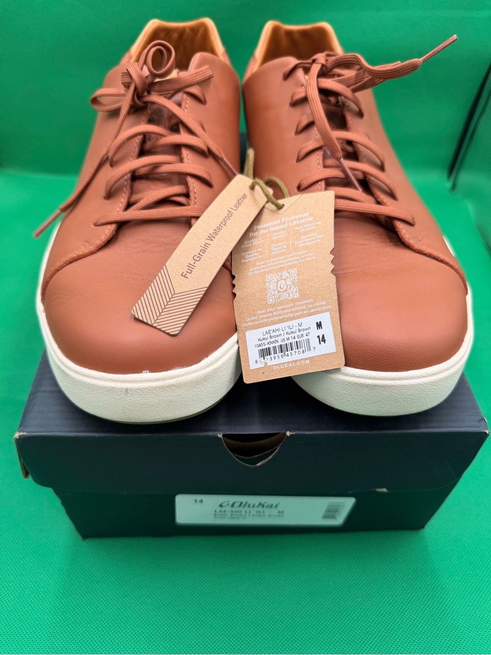 Olukai Lae'ahi li 'ili Leather Sneaker -  Kukui Brown (Mens 14)